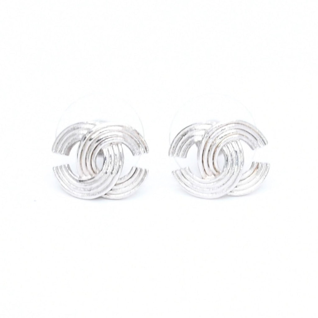 Chanel Earrings CC Logo Silver Metal