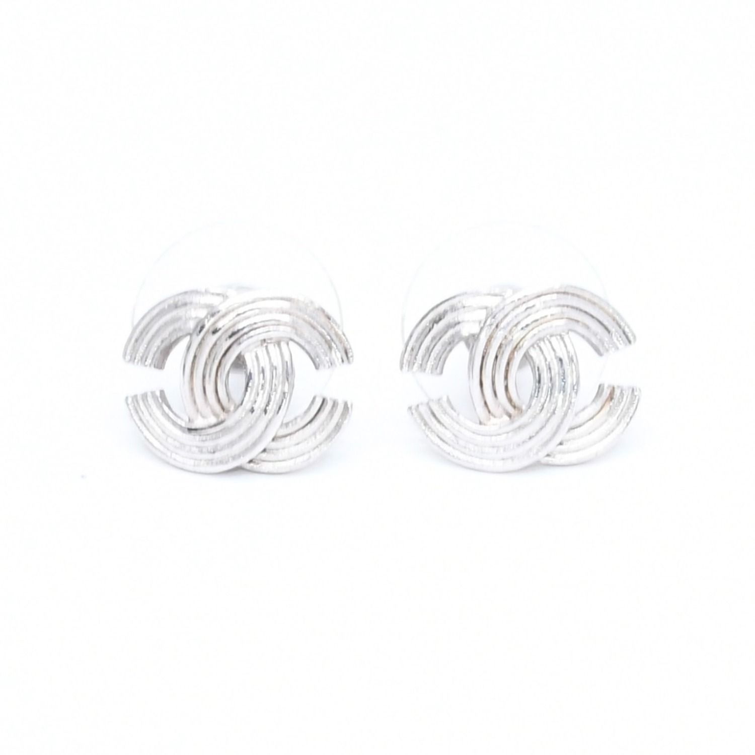 Chanel Earrings CC Logo Silver Metal