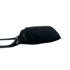 Prada Triangle Logo Tessuto Pocono Nylon Leather Shoulder Bag Crossbody Black — view 5