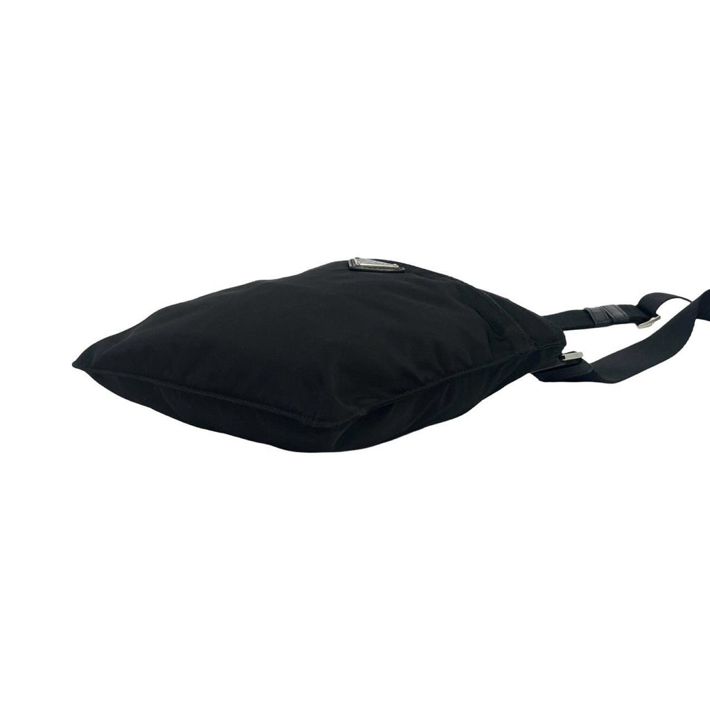 Prada Triangle Logo Tessuto Pocono Nylon Leather Shoulder Bag Crossbody Black — view 8