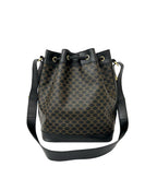 Celine Vintage Macadam Blason Pattern Leather Drawstring Shoulder Bag Pochette — view 3