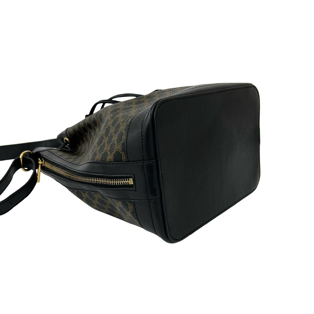 Celine Vintage Macadam Blason Pattern Leather Drawstring Shoulder Bag Pochette — view 7