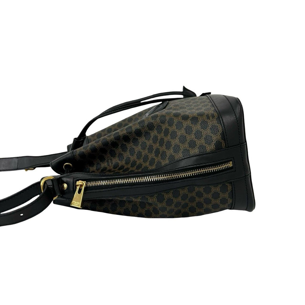 Celine Vintage Macadam Blason Pattern Leather Drawstring Shoulder Bag Pochette — view 5