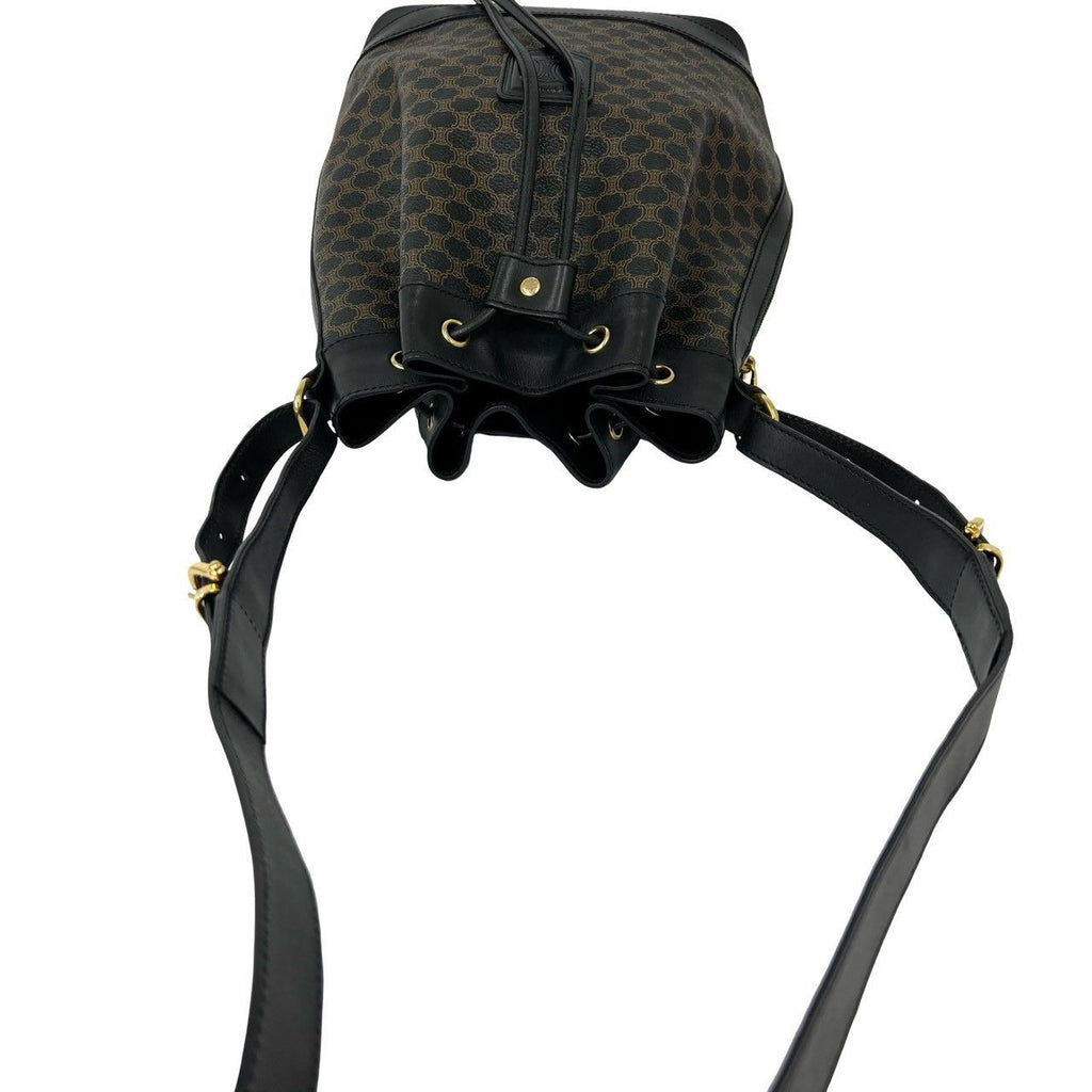 Celine Vintage Macadam Blason Pattern Leather Drawstring Shoulder Bag Pochette — view 4