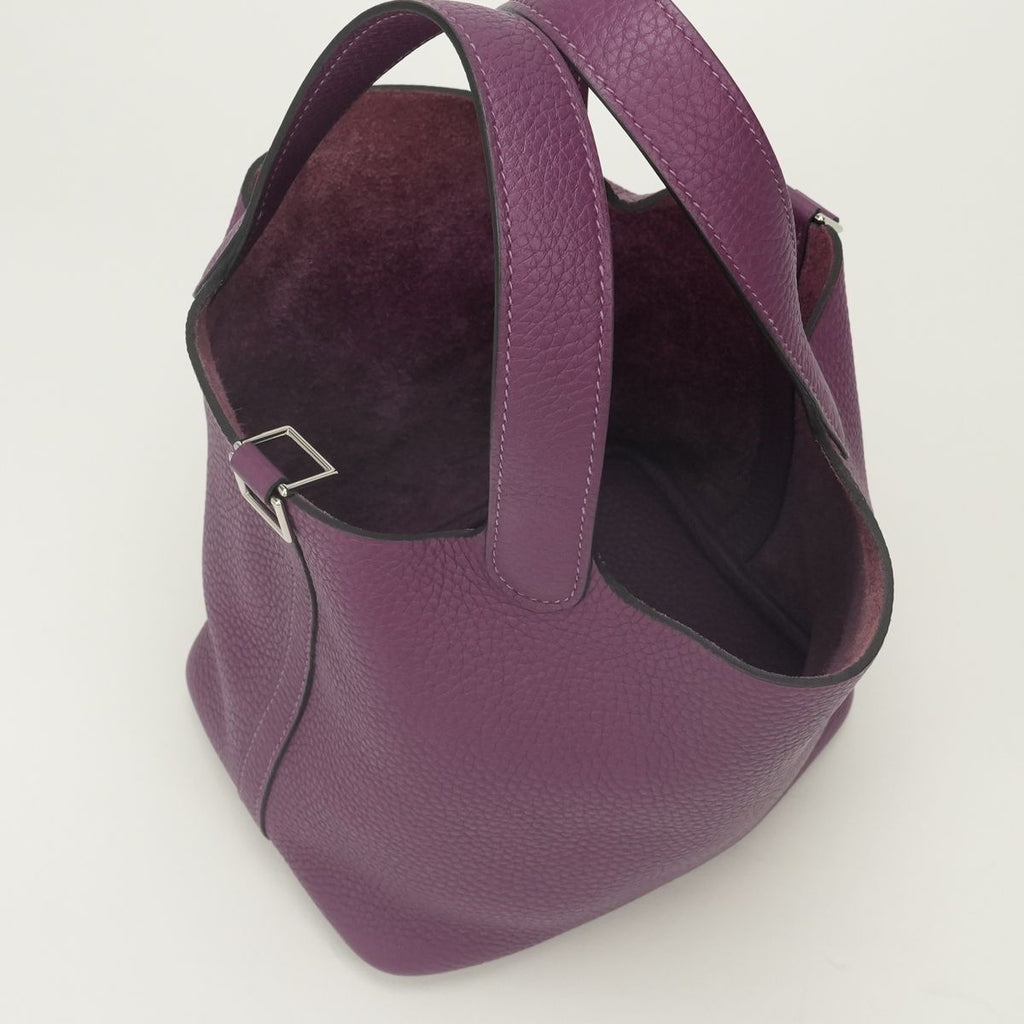 Hermes Picotin Lock PM 18 PM Tote Bag Taurillon Clemence Tosca Pink Silver — view 8