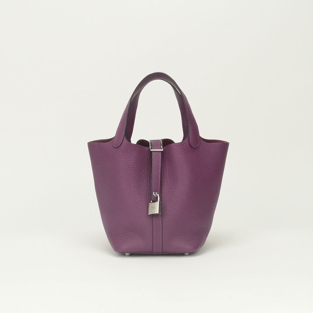 Hermes Picotin Lock PM 18 PM Tote Bag Taurillon Clemence Tosca Pink Silver