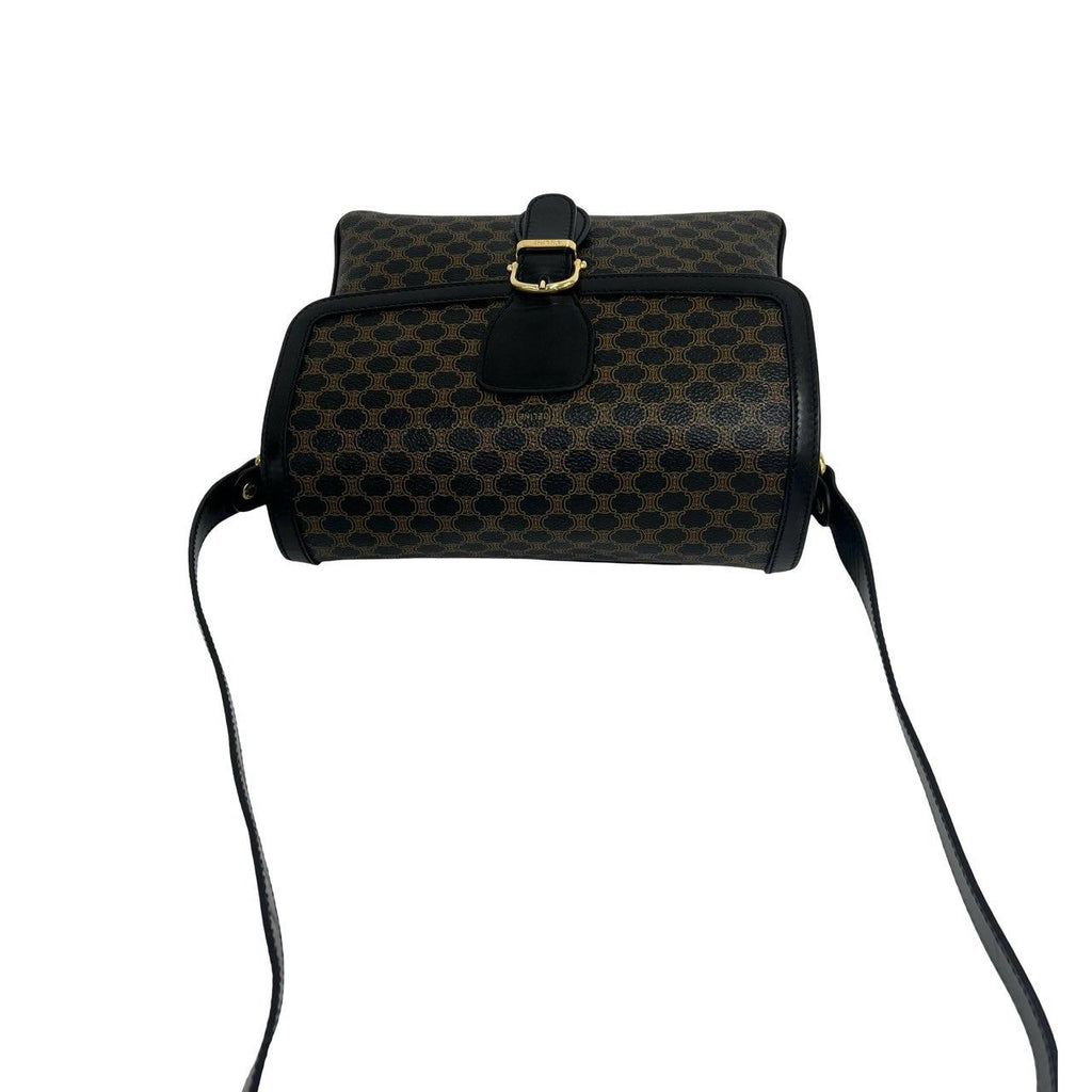 Celine Macadam Blason Pattern Triomphe Logo Leather Shoulder Bag Pochette Black — view 4