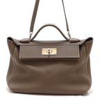 Hermes Sac Vanquatre 29 24/24 Shoulder Bag Evercolor Veau Swift Etoupe Palladium