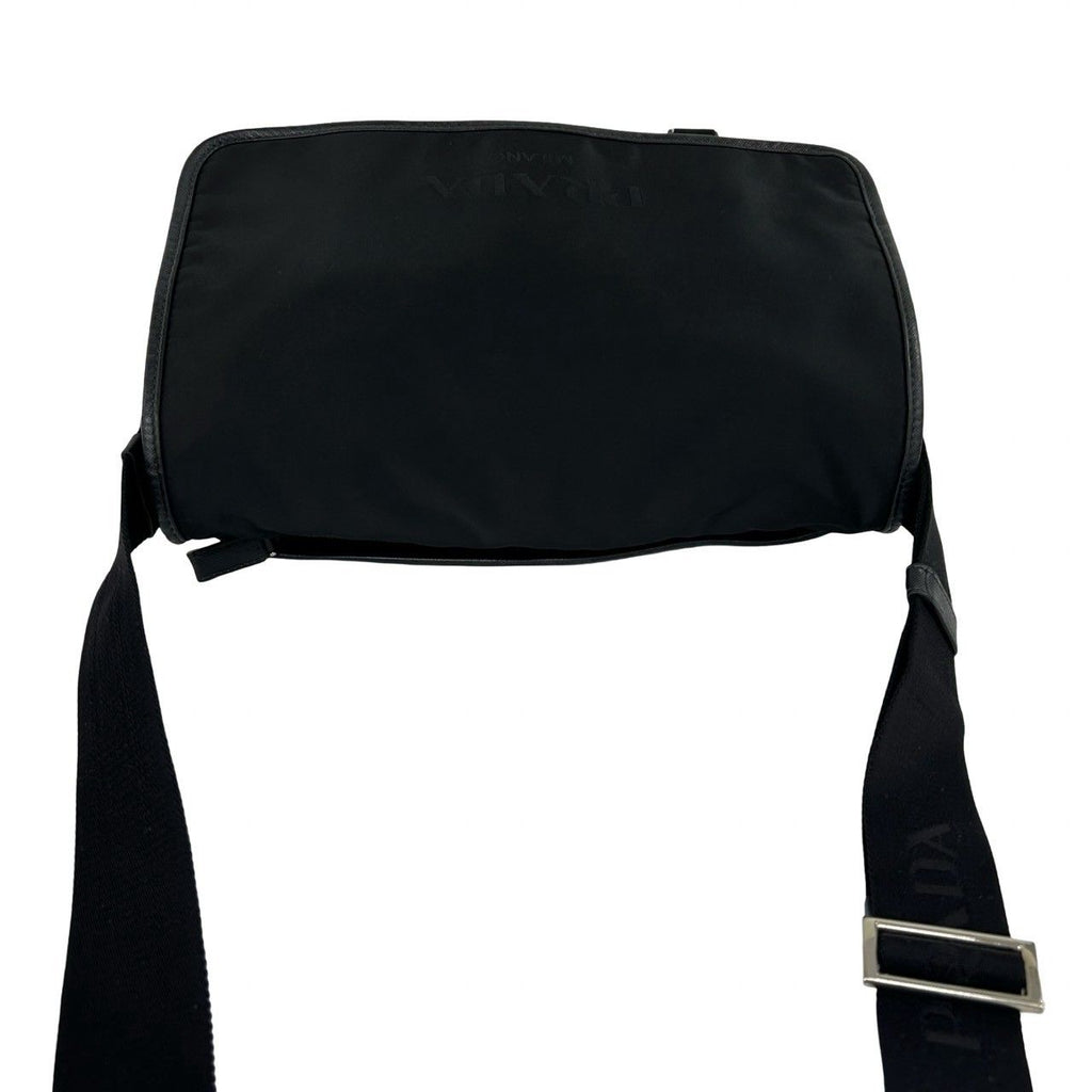 Prada Triangle Logo Tessuto Nylon Saffiano Leather Shoulder Bag Crossbody Black — view 4