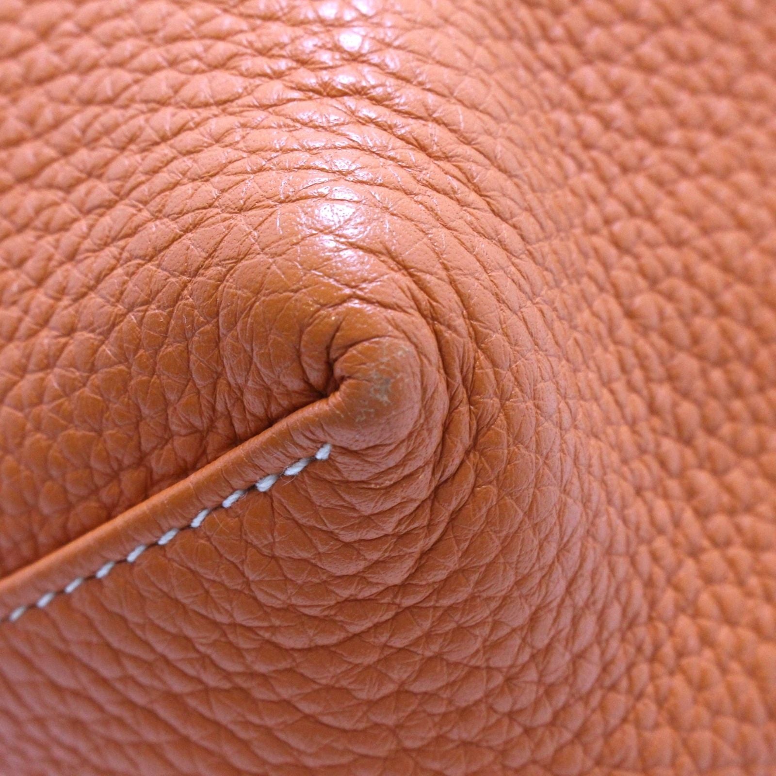Hermes Double Sens 45 Reversible Tote Bag Taurillon Clemence Orange Gold — view 6