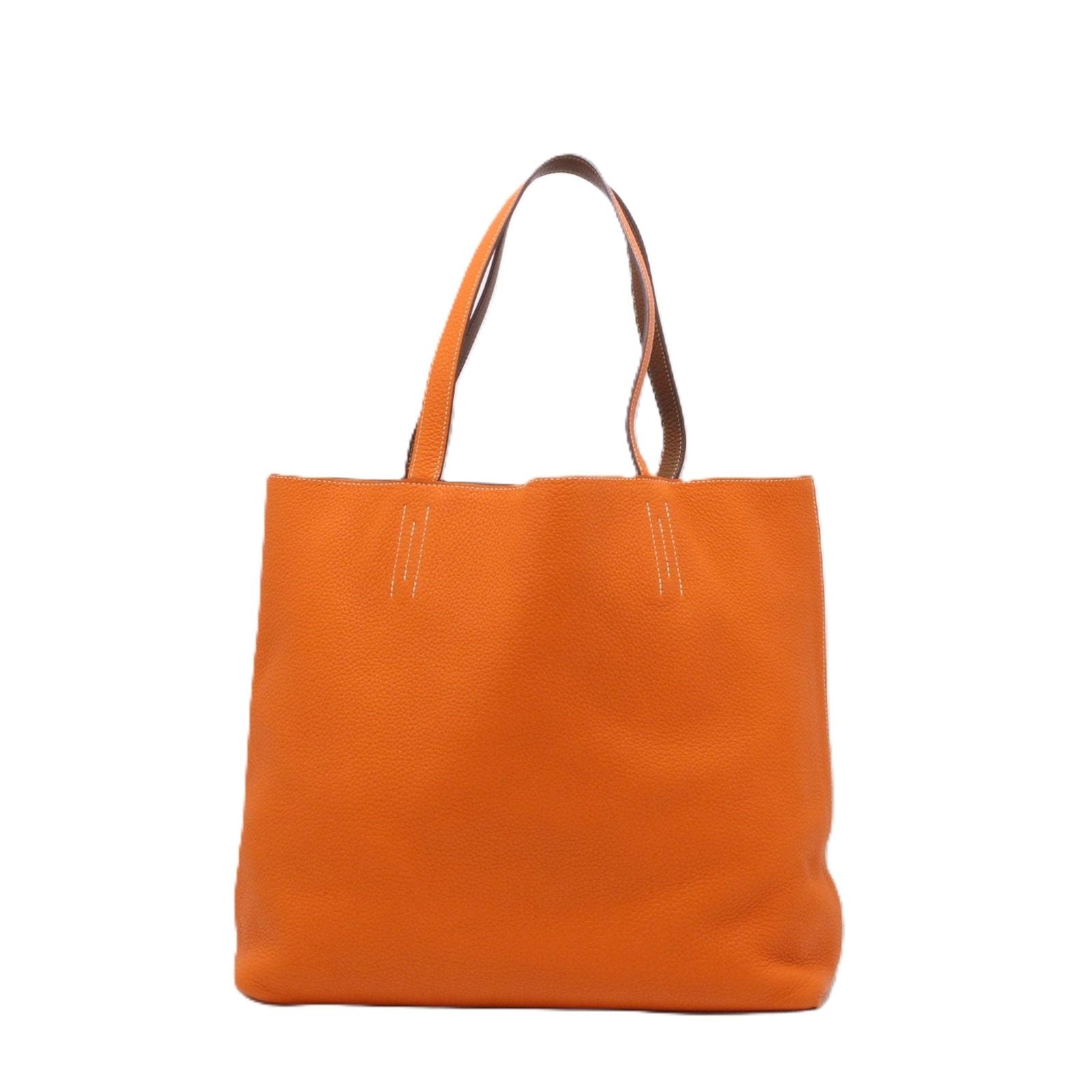 Hermes Double Sens 45 Reversible Tote Bag Taurillon Clemence Orange Gold