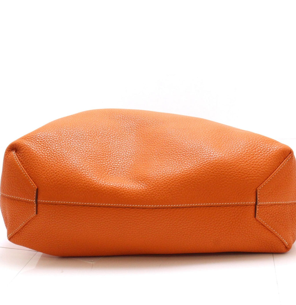 Hermes Double Sens 45 Reversible Tote Bag Taurillon Clemence Orange Gold — view 5