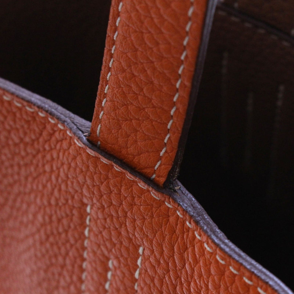 Hermes Double Sens 45 Reversible Tote Bag Taurillon Clemence Orange Gold — view 7