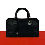 Loewe Amazona 28 Anagram Logo Leather Mini Boston Bag Tote Black