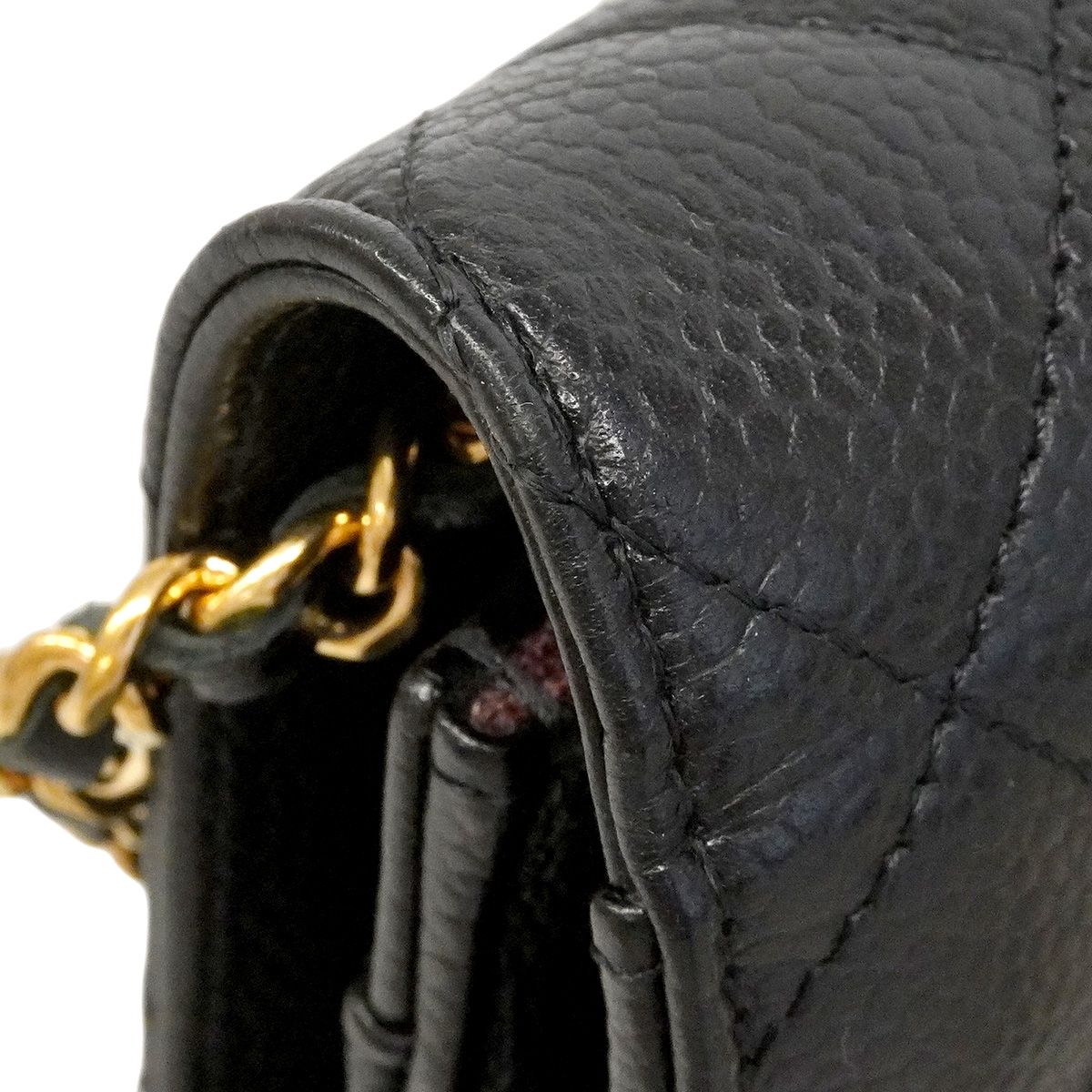 Chanel Wallet on Chain Quilted Caviar Leather Black Gold Shoulder Bag — view 6