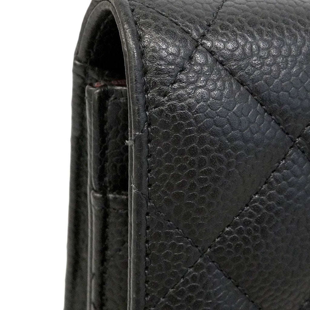 Chanel Wallet on Chain Quilted Caviar Leather Black Gold Shoulder Bag — view 8
