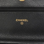 Chanel Wallet on Chain Quilted Caviar Leather Black Gold Shoulder Bag — view 5