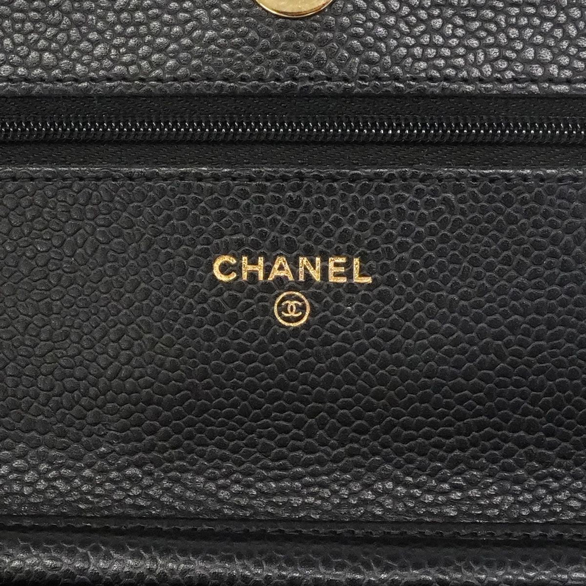 Chanel Wallet on Chain Quilted Caviar Leather Black Gold Shoulder Bag — view 5