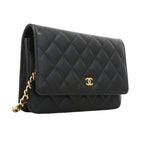 Chanel Wallet on Chain Quilted Caviar Leather Black Gold Shoulder Bag — view 2
