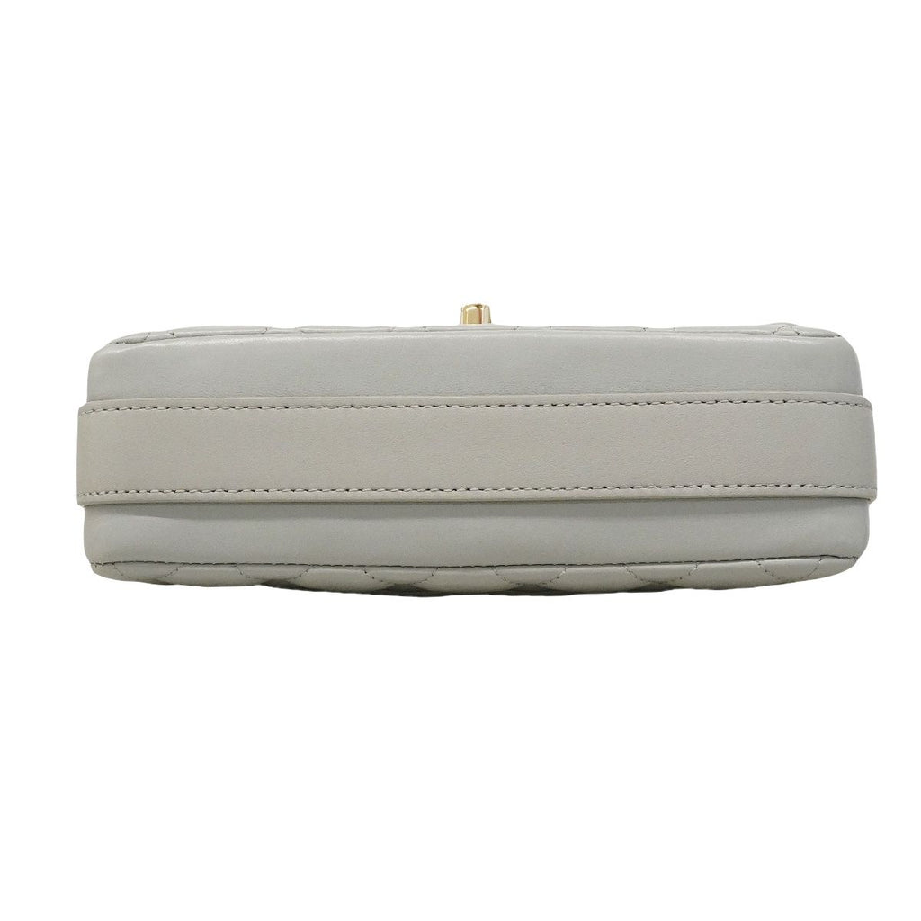Chanel Shoulder Bag Quilted Lambskin Gray Champagne Gold — view 3