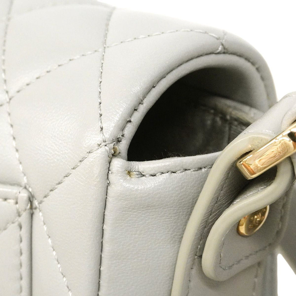 Chanel Shoulder Bag Quilted Lambskin Gray Champagne Gold — view 6