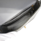 Chanel Shoulder Bag Quilted Lambskin Gray Champagne Gold — view 4