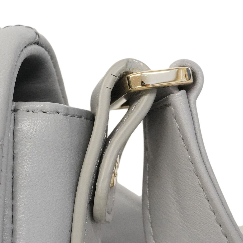 Chanel Shoulder Bag Quilted Lambskin Gray Champagne Gold — view 7