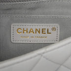 Chanel Shoulder Bag Quilted Lambskin Gray Champagne Gold — view 5