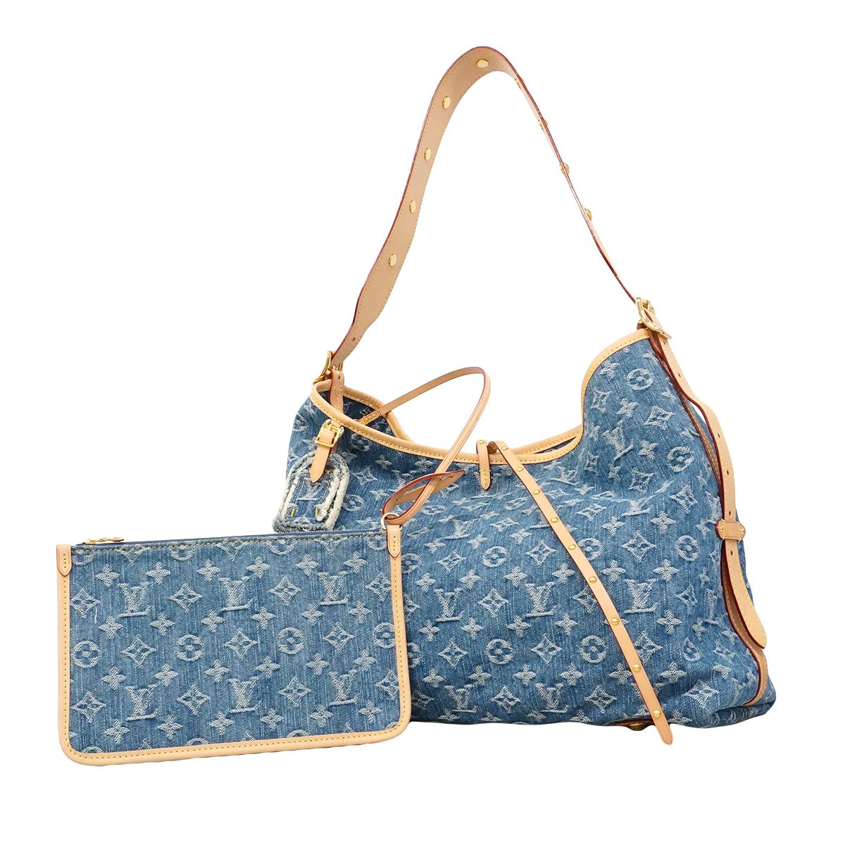 Louis Vuitton Shoulder Bag Monogram Denim Carryall NM MM Blue