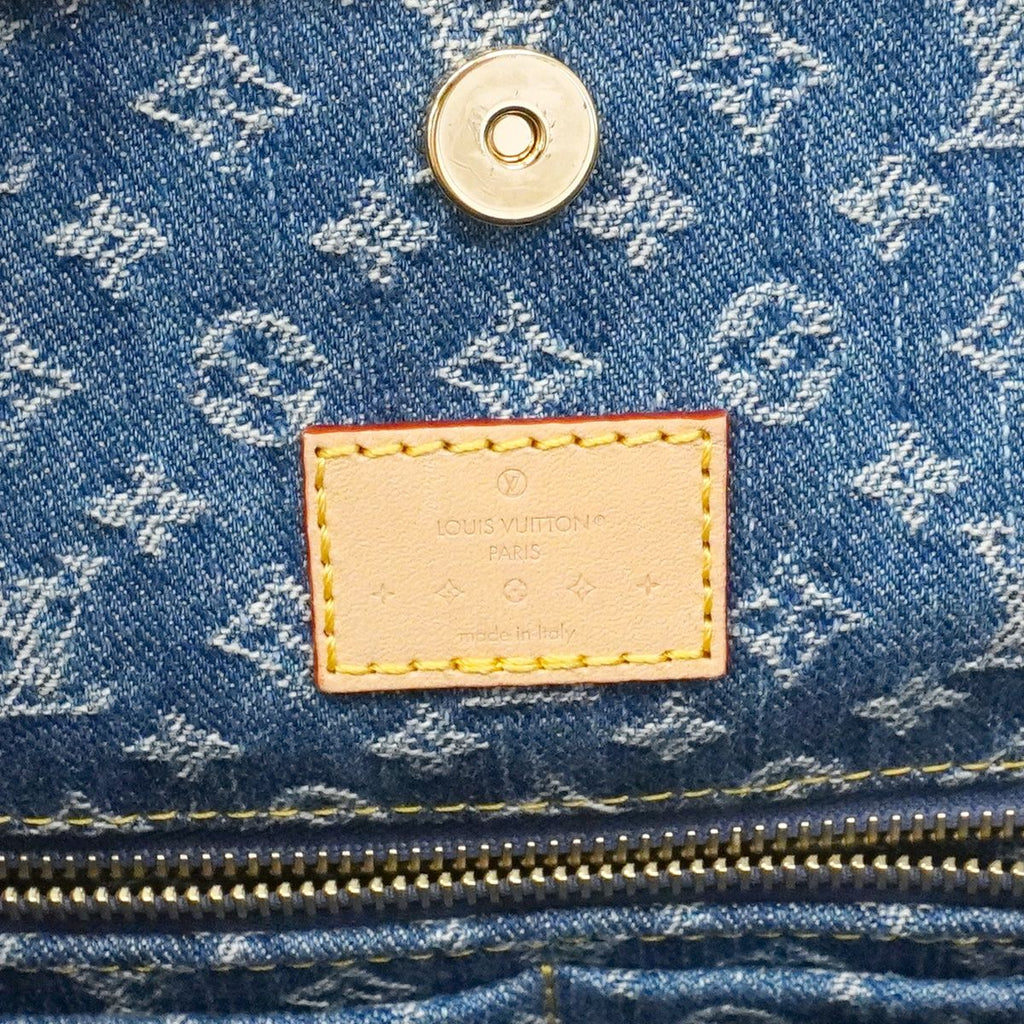 Louis Vuitton Shoulder Bag Monogram Denim Carryall NM MM Blue — view 5