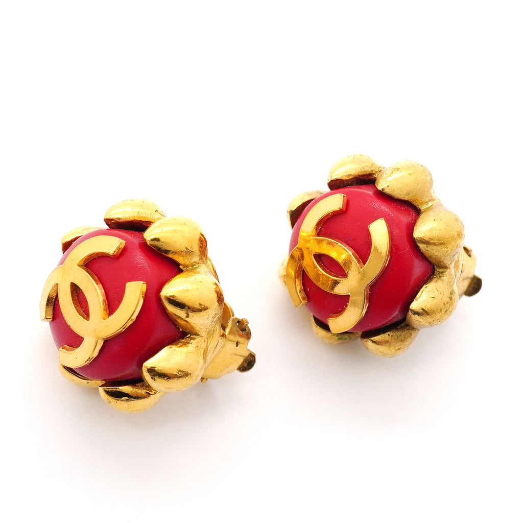Chanel Earrings Vintage CC Logo Gold Plated — view 2