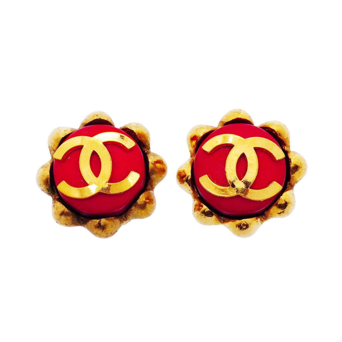 Chanel Earrings Vintage CC Logo Gold Plated