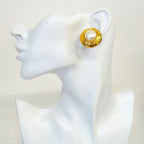 Chanel Earrings Vintage Logo Gold Plated Faux Pearl — view 5