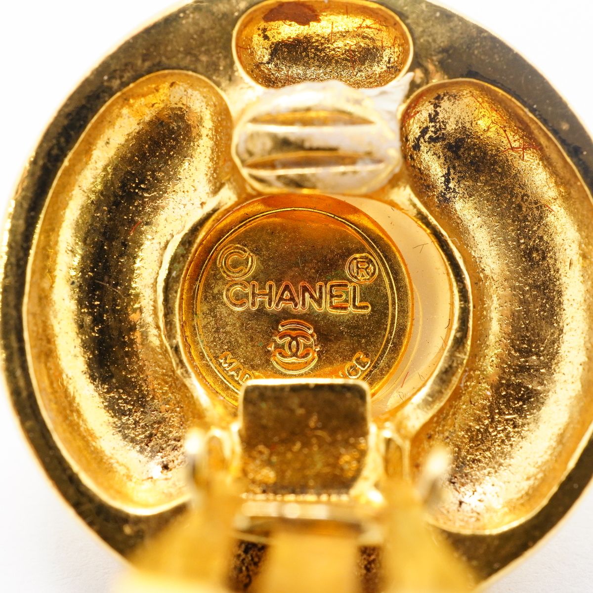 Chanel Earrings Vintage Logo Gold Plated Faux Pearl — view 4