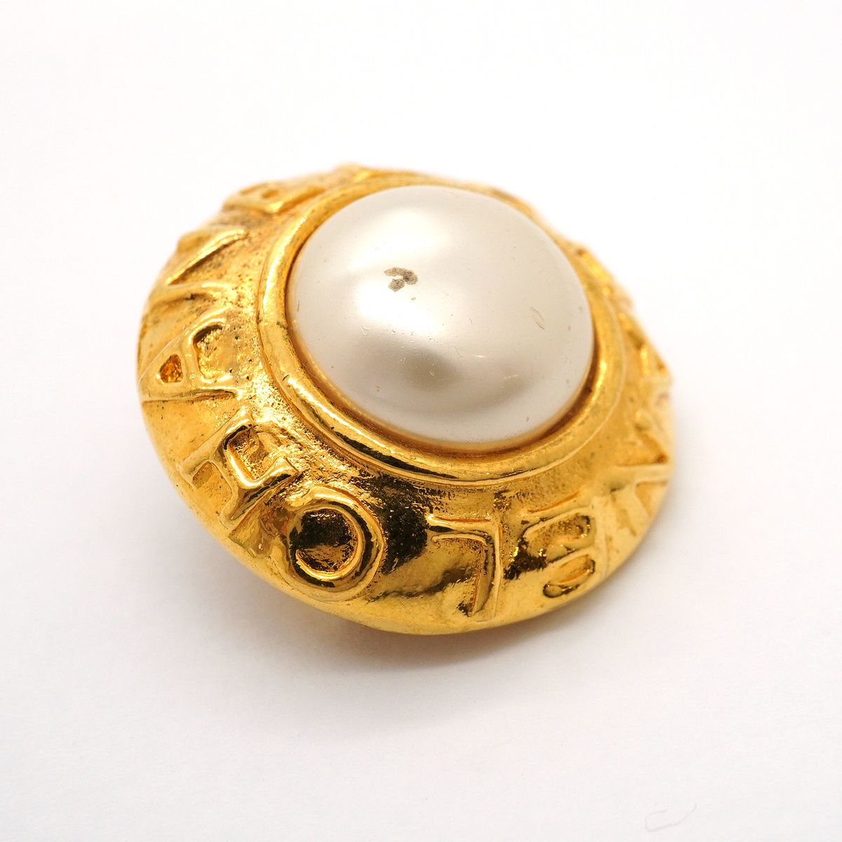 Chanel Earrings Vintage Logo Gold Plated Faux Pearl — view 6
