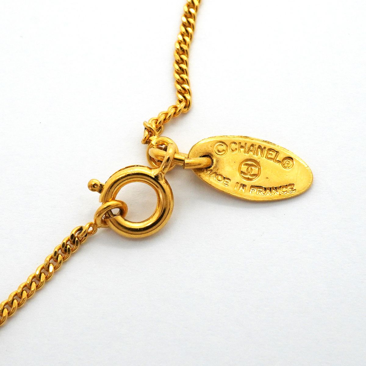 Chanel Necklace Vintage CC Logo Gold Plated Rhinestone — view 4