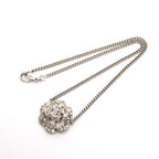 Chanel Necklace CC Logo Camellia Metal Rhinestone Silver — view 3