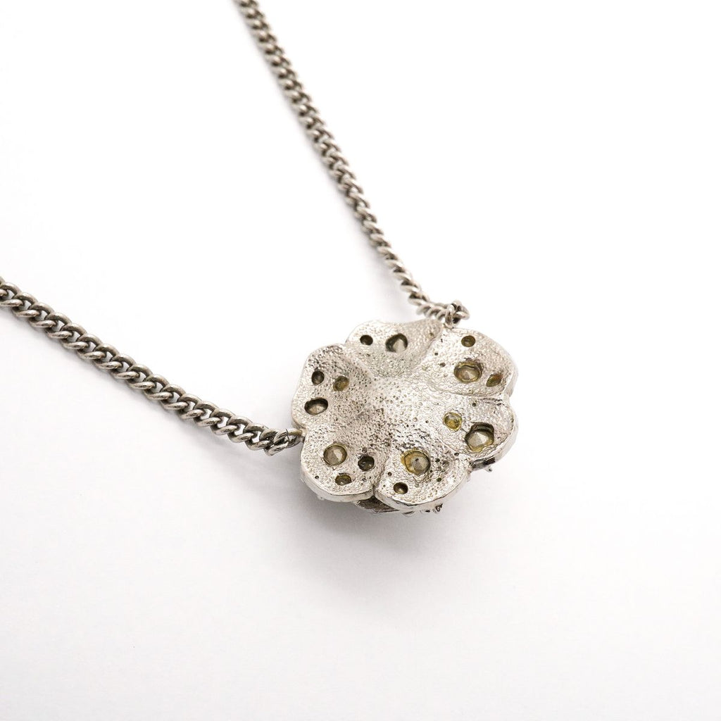 Chanel Necklace CC Logo Camellia Metal Rhinestone Silver — view 2