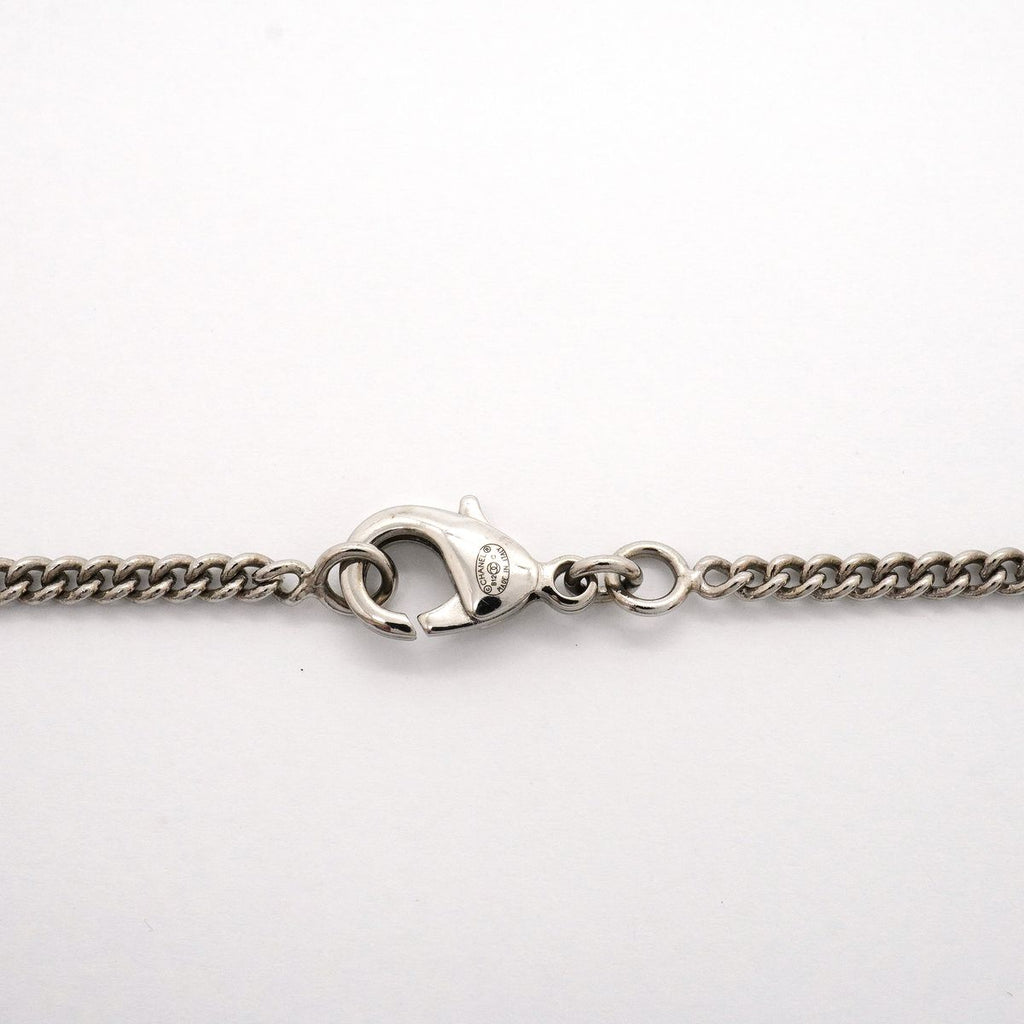 Chanel Necklace CC Logo Camellia Metal Rhinestone Silver — view 4