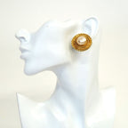 Chanel Earrings Vintage Round Circle Gold Plated Faux Pearl — view 5