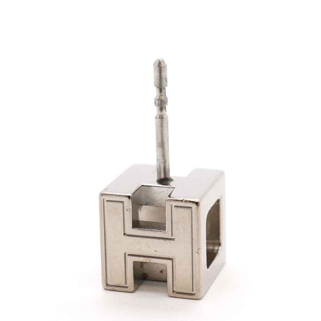 Hermes Earrings H Cube Cage D'h Metal Silver Ivory — view 6