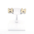 Hermes Earrings H Cube Cage D'h Metal Silver Ivory — view 2