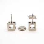 Hermes Earrings H Cube Cage D'h Metal Silver Ivory — view 3