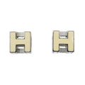 Hermes Earrings H Cube Cage D'h Metal Silver Ivory