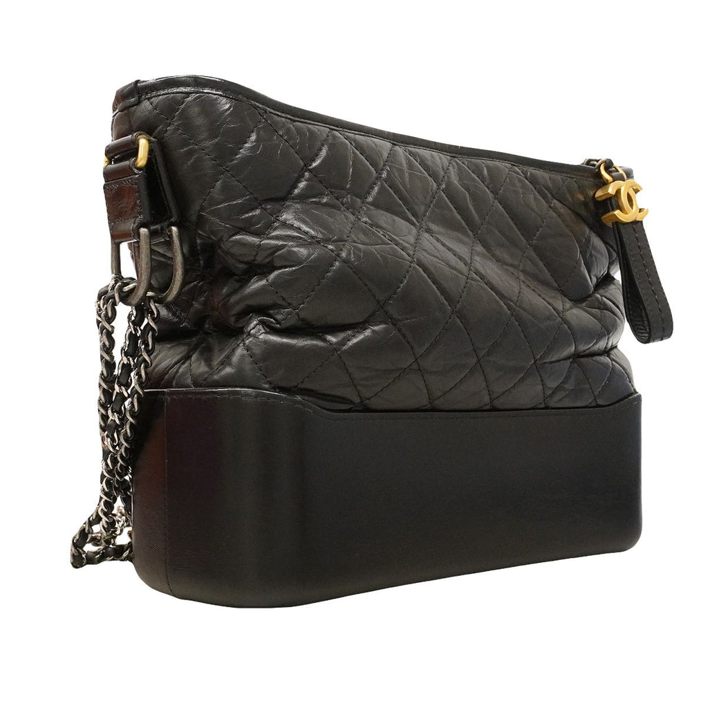 Chanel Shoulder Bag Gabrielle Leather Black Gold Silver — view 2