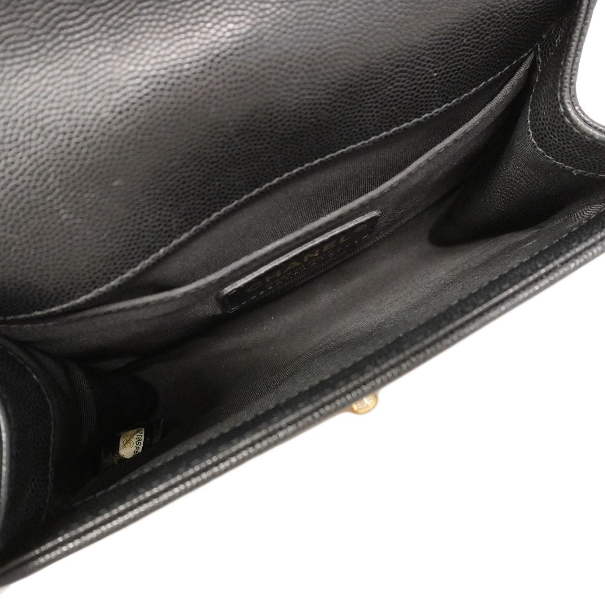 Chanel Shoulder Bag Boy Caviar Leather Black Gold — view 4