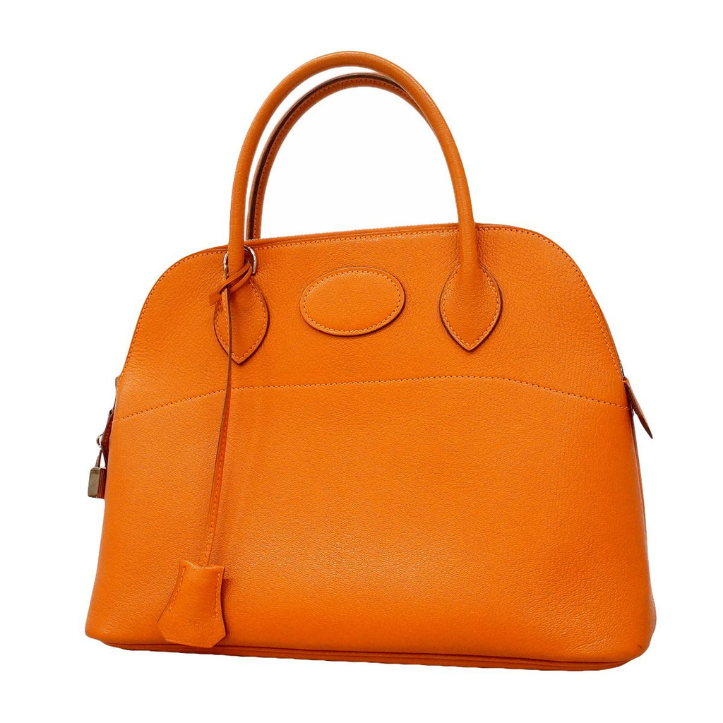 Hermes Handbag Bolide 31 Chevre Orange Silver