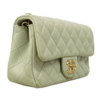 Chanel Shoulder Bag Mini Quilted Lambskin Green Champagne Gold — view 2