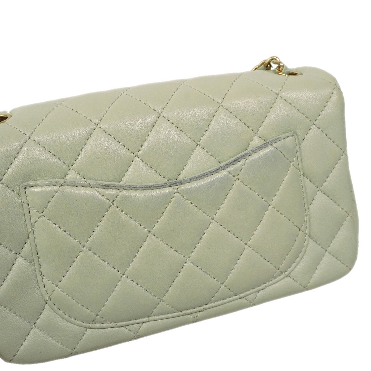Chanel Shoulder Bag Mini Quilted Lambskin Green Champagne Gold — view 7
