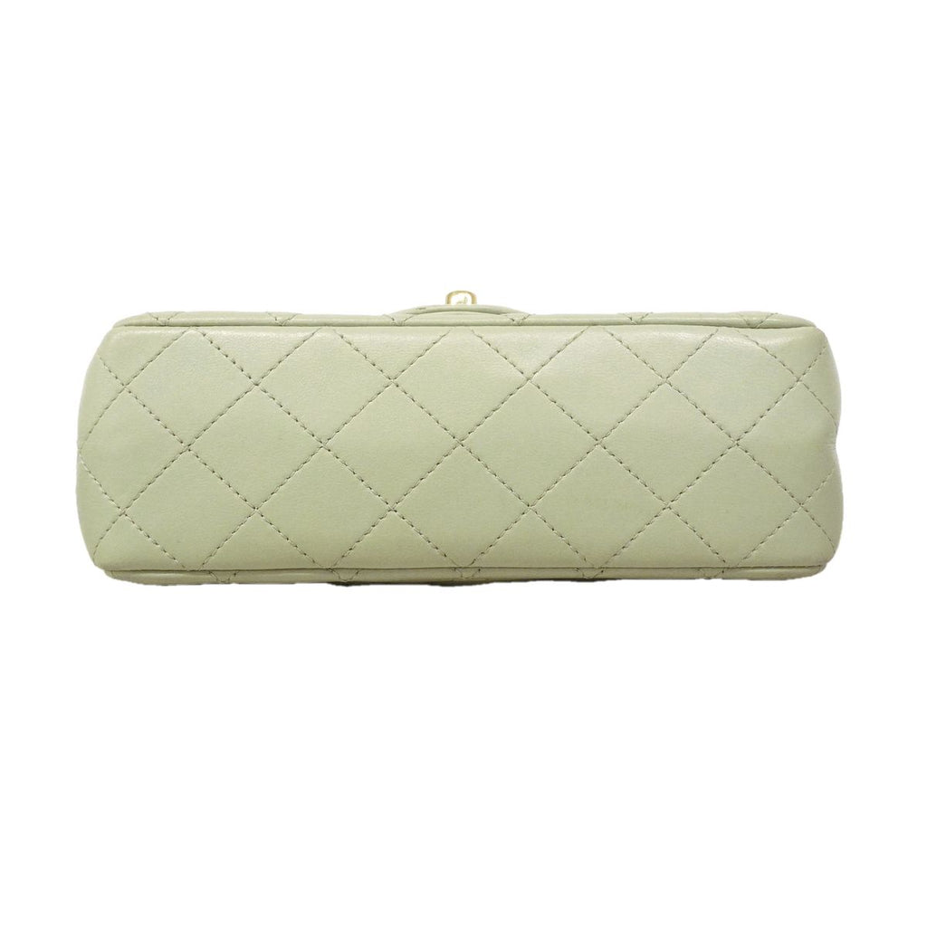 Chanel Shoulder Bag Mini Quilted Lambskin Green Champagne Gold — view 3